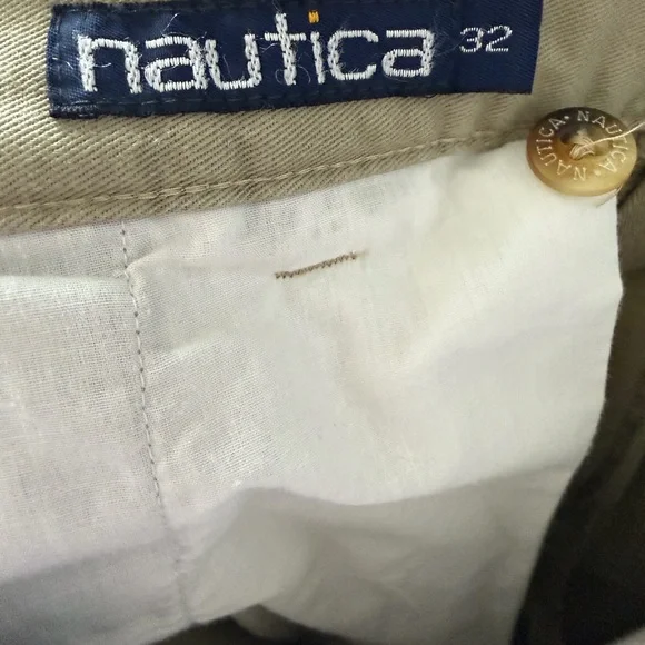 Vintage Nautica Men's Size 32 Pleated Front Chino Pants Khaki 100% Cotton - Picture 5 of 6